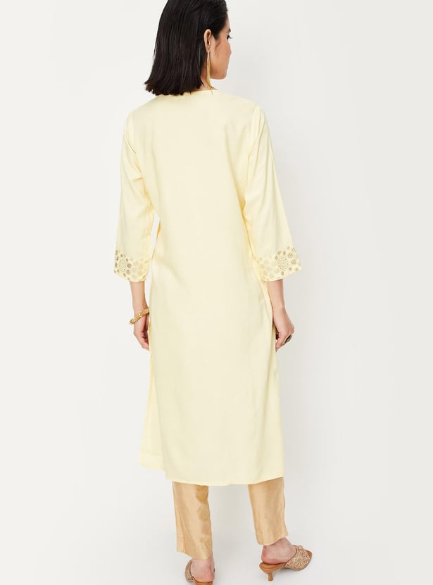 Women Foil Printed Straight Kurta