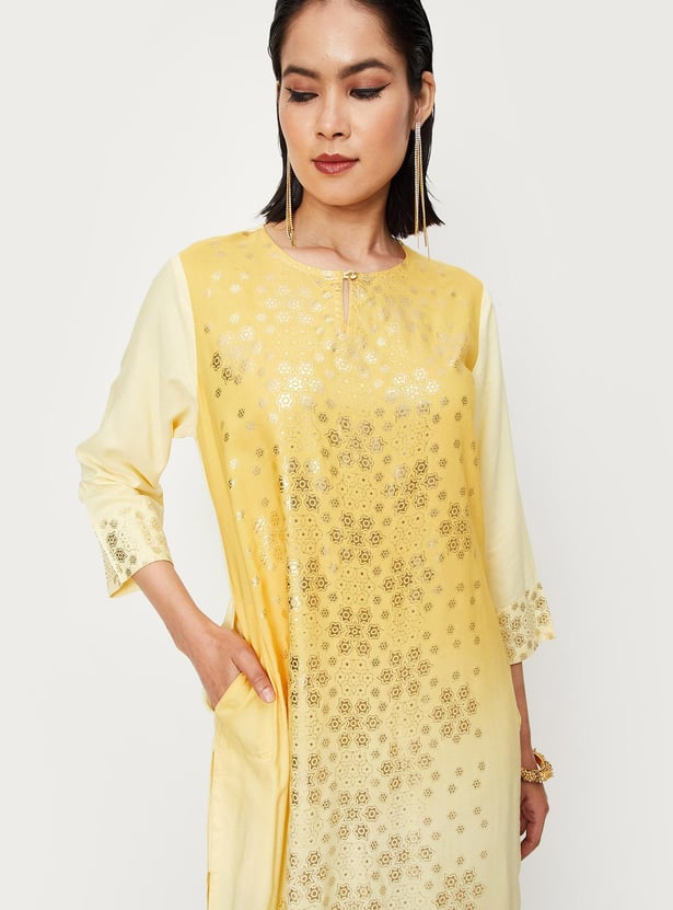 Women Foil Printed Straight Kurta