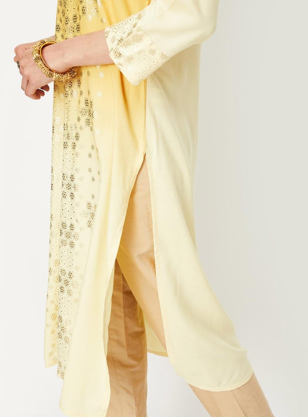 Women Foil Printed Straight Kurta