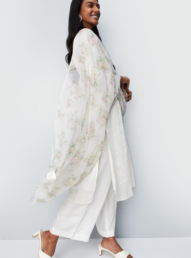Embroidered Rayon Kurta Palazzos With Dupatta