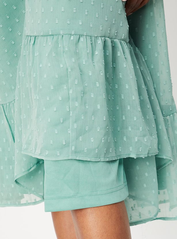Women Dobby Woven Fit and Flare Dress
