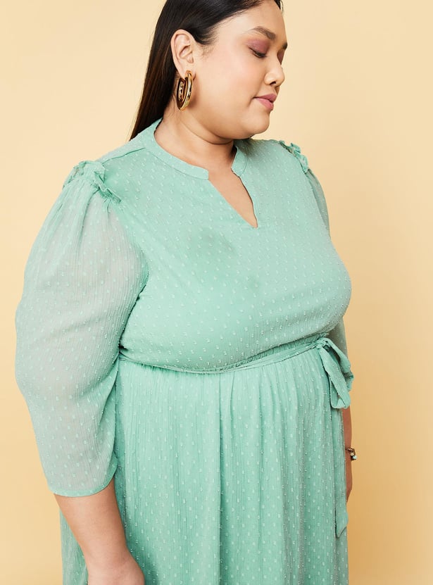 Women Dobby Woven Fit and Flare Dress