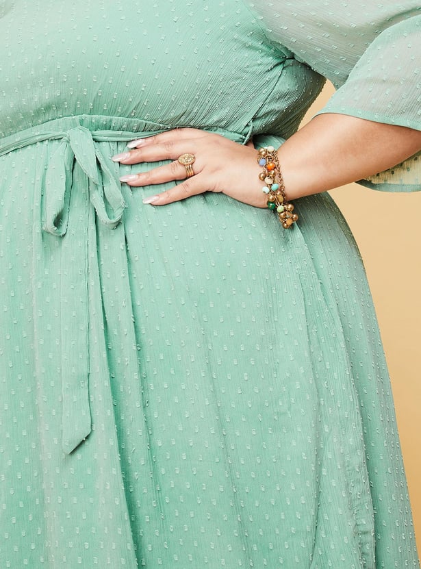 Women Dobby Woven Fit and Flare Dress