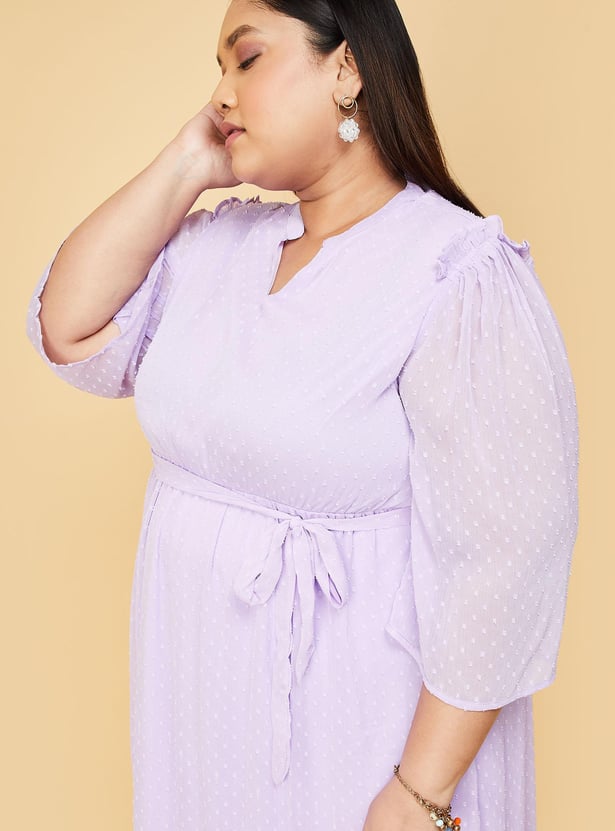 Women Dobby Woven Fit and Flare Dress