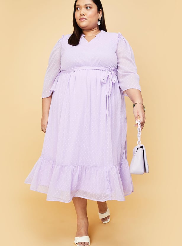 Women Dobby Woven Fit and Flare Dress