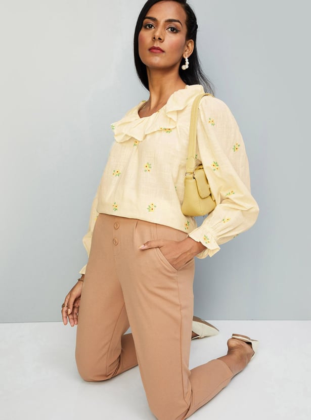 Women Embroidered Ruffled Top