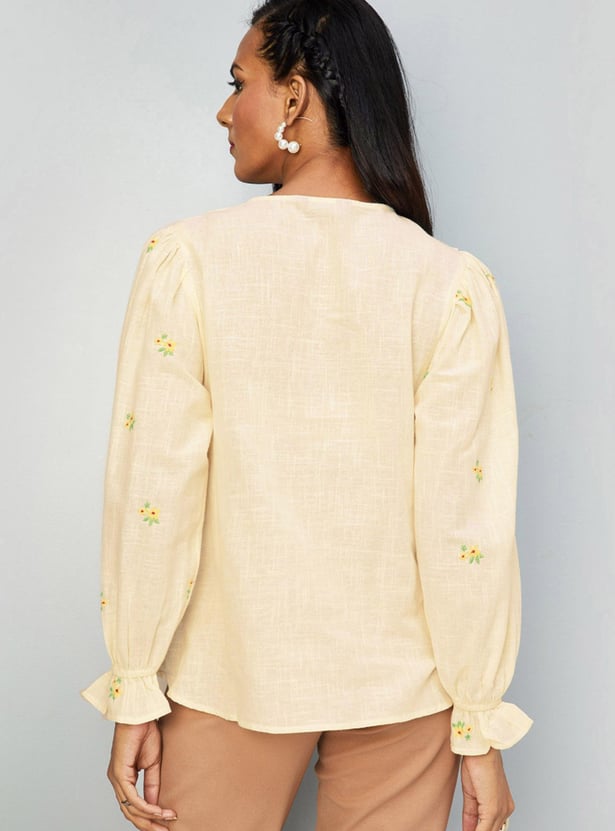 Women Embroidered Ruffled Top