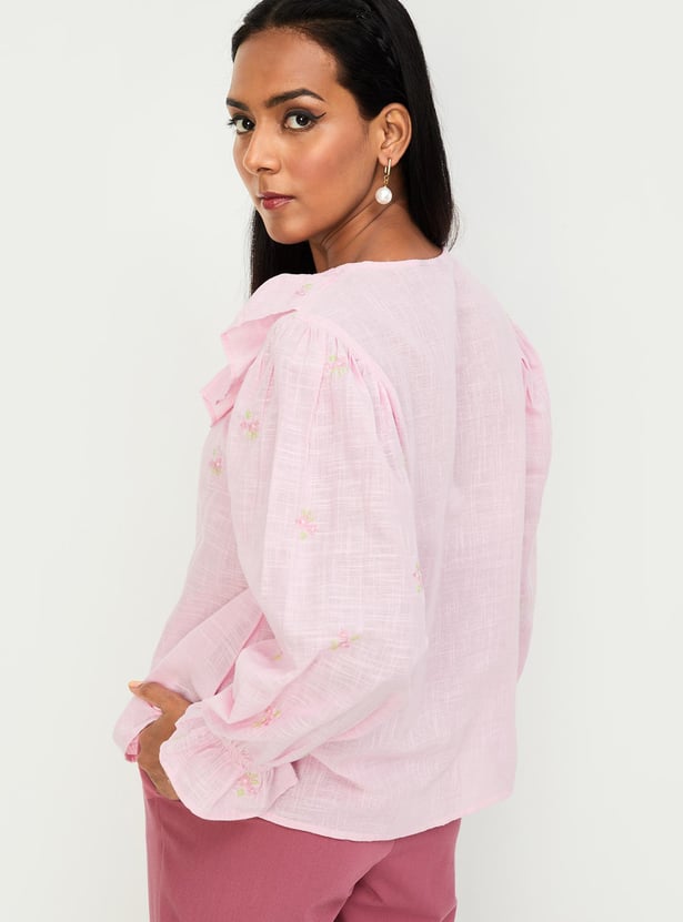 Women Embroidered Ruffled Top