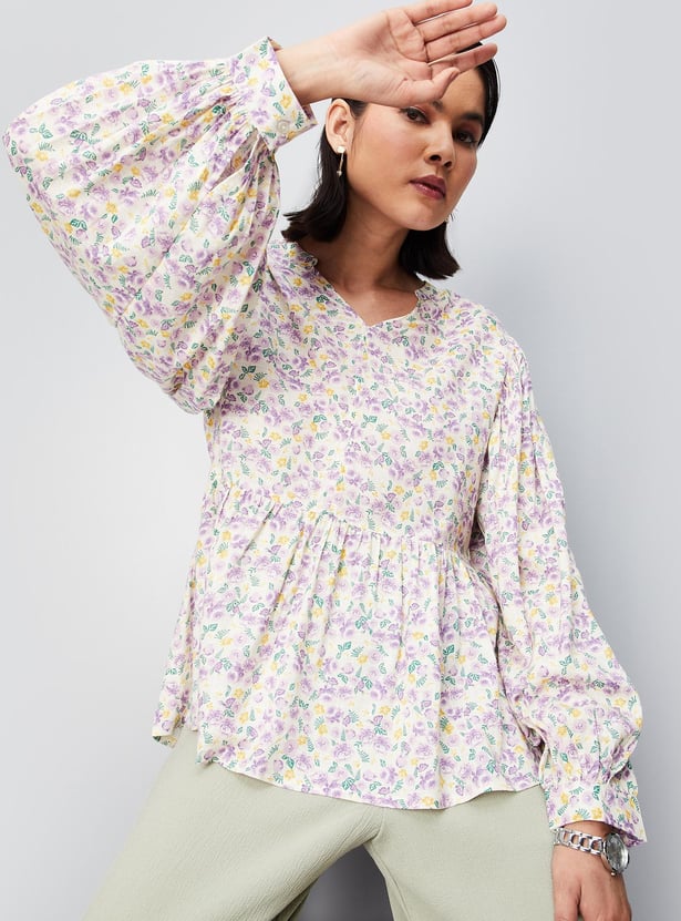 Women Floral Printed Fit and Flare Top