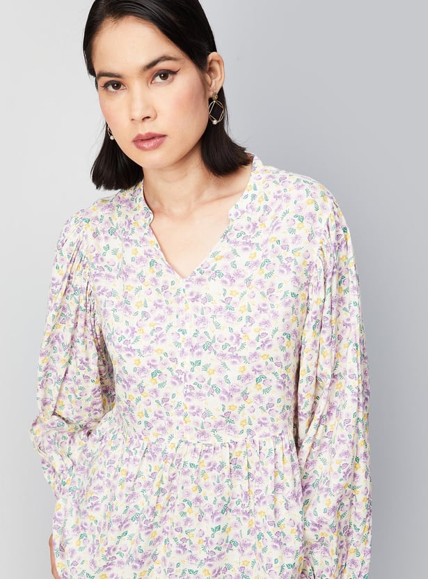 Women Floral Printed Fit and Flare Top