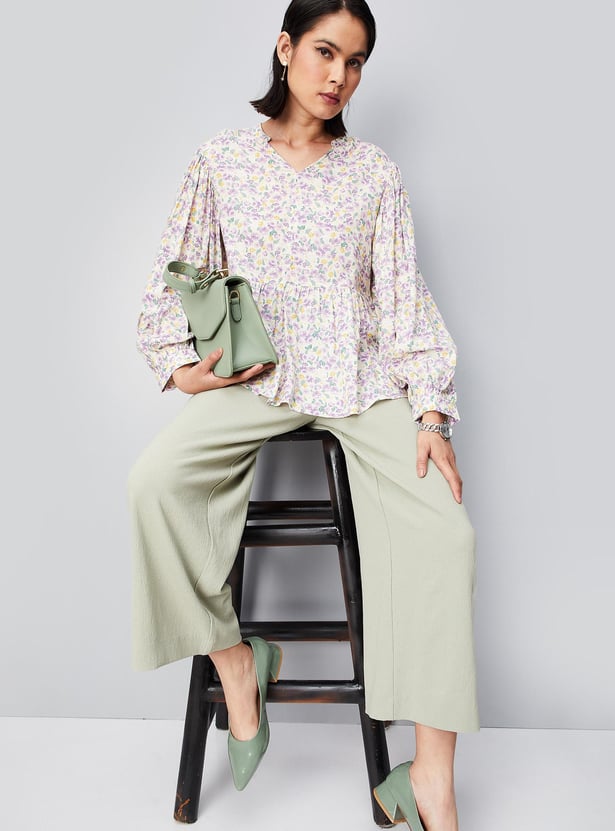 Women Floral Printed Fit and Flare Top