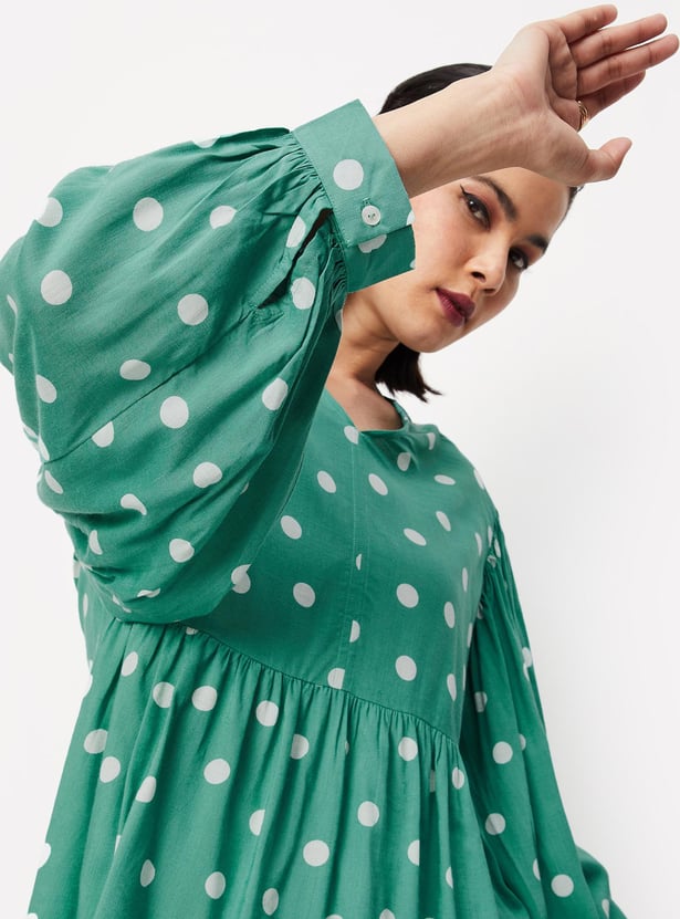 Women Polka Dot Fit and Flare Top