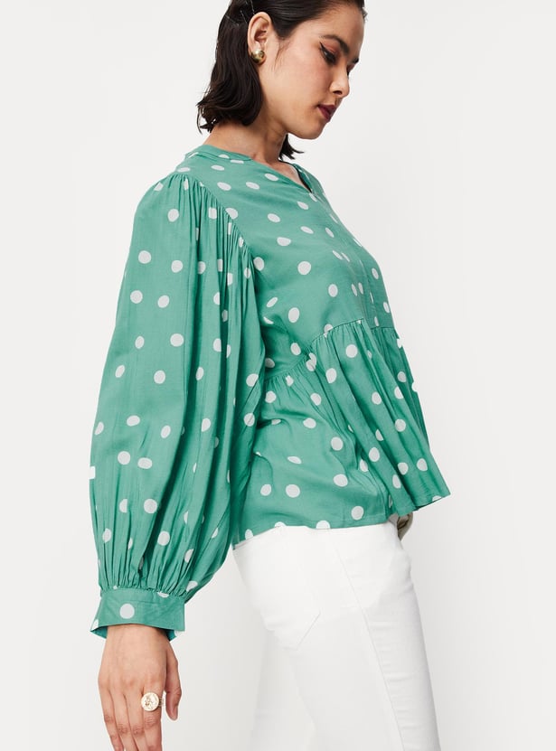 Women Polka Dot Fit and Flare Top