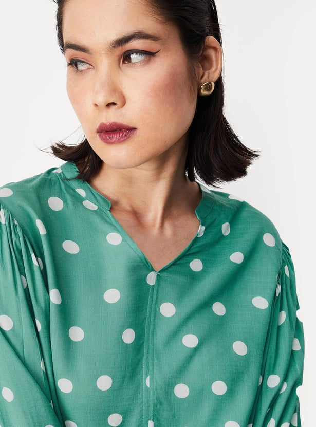 Women Polka Dot Fit and Flare Top