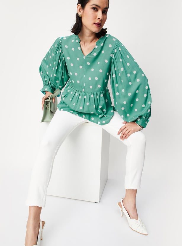 Women Polka Dot Fit and Flare Top