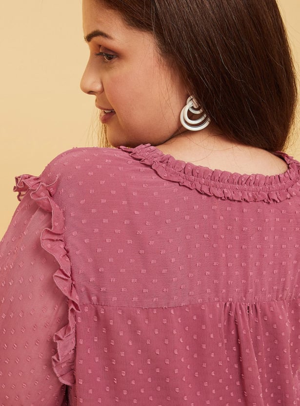 Women Dobby Textured Woven Top