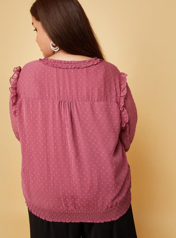 Women Dobby Textured Woven Top
