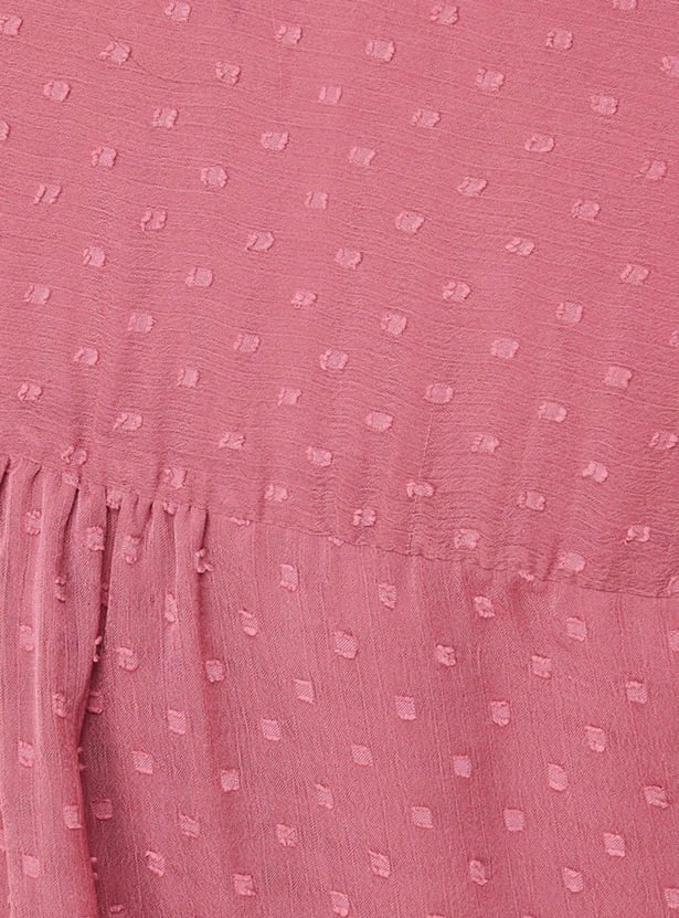 Women Dobby Textured Woven Top