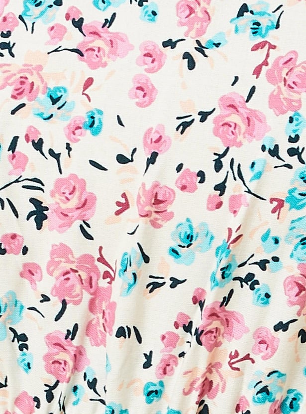Women Printed Flutter Sleeve Mid Dress