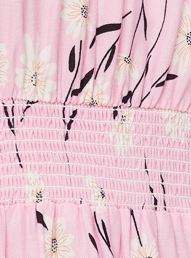 Women Printed Flutter Sleeve Mid Dress