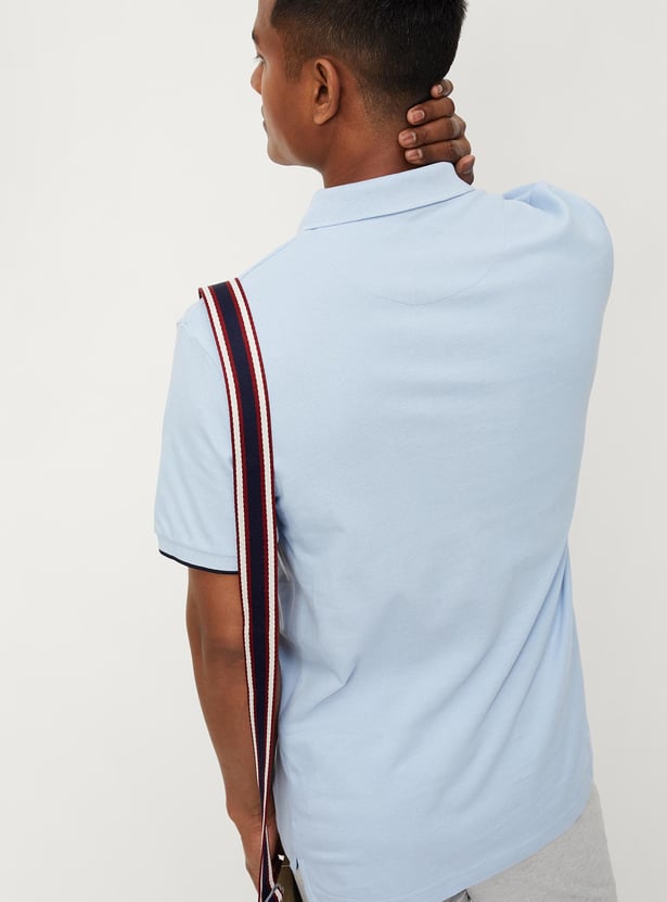 Men Number Sleeve Slim Fit Polo