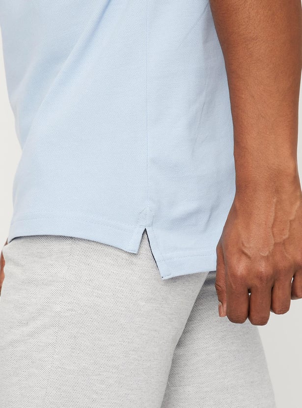 Men Number Sleeve Slim Fit Polo