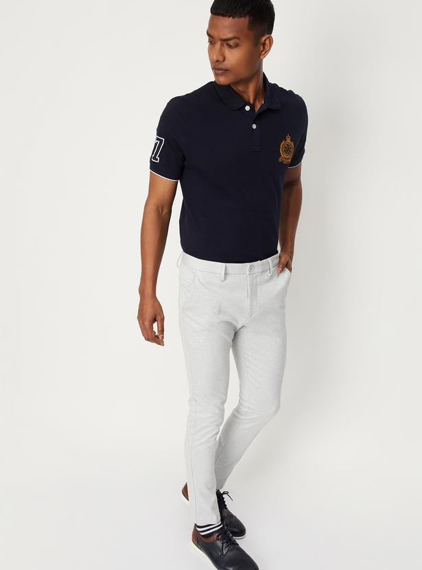 Men Number Sleeve Slim Fit Polo