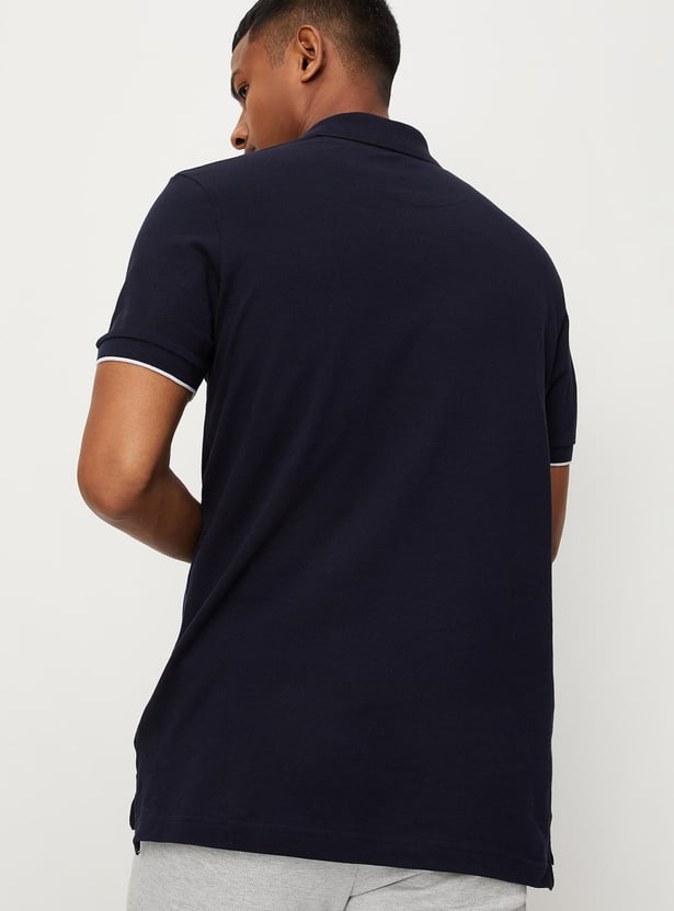 Men Number Sleeve Slim Fit Polo