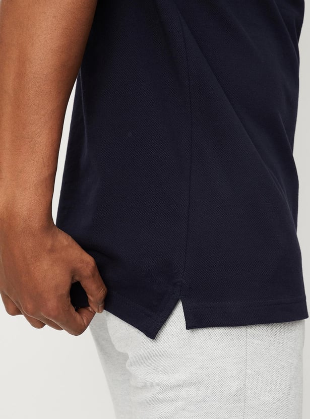 Men Number Sleeve Slim Fit Polo