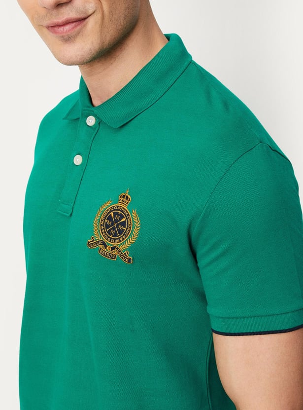 Men Number Sleeve Slim Fit Polo