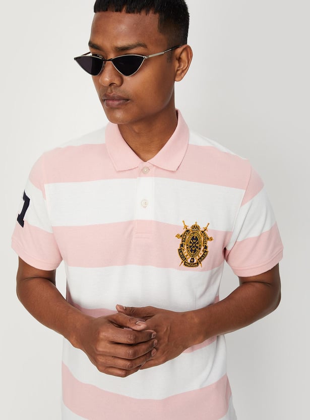 Men Striped Slim Fit Polo