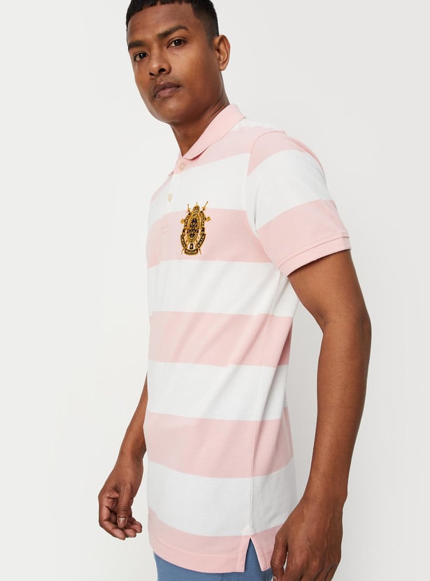 Men Striped Slim Fit Polo