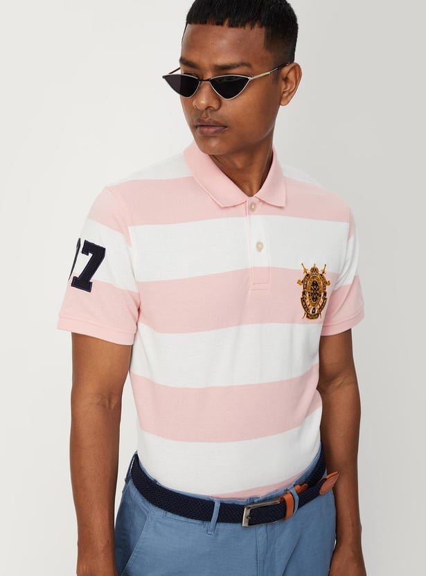 Men Striped Slim Fit Polo