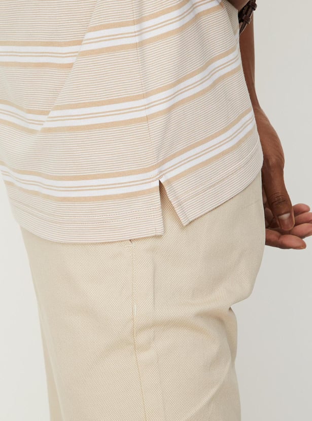 Men Striped Pocket Slim Fit Polo