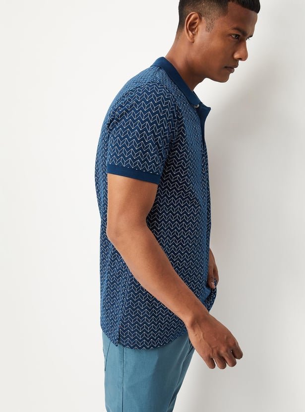 Men Printed Pocket Polo T-shirt
