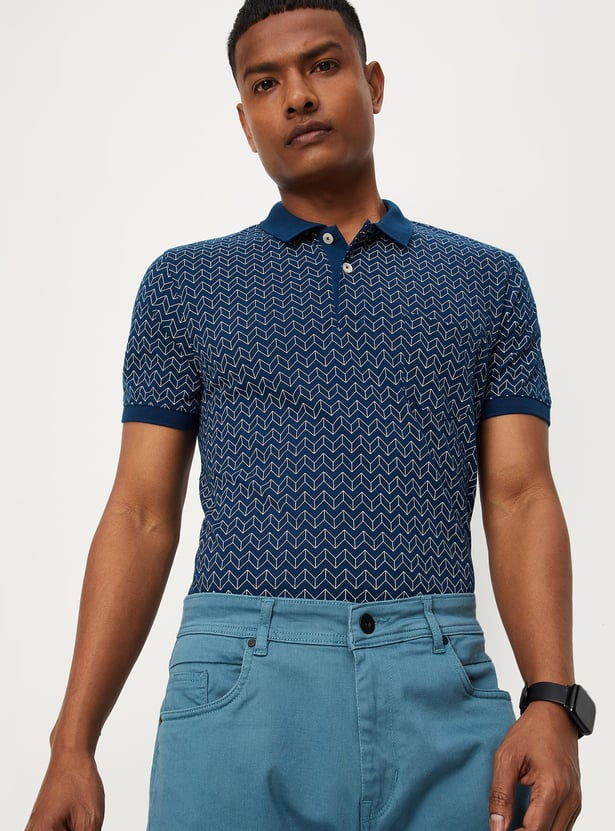 Men Printed Pocket Polo T-shirt
