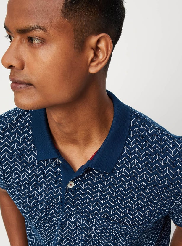 Men Printed Pocket Polo T-shirt