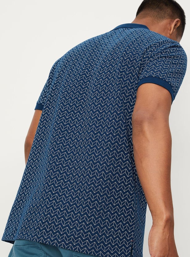 Men Printed Pocket Polo T-shirt