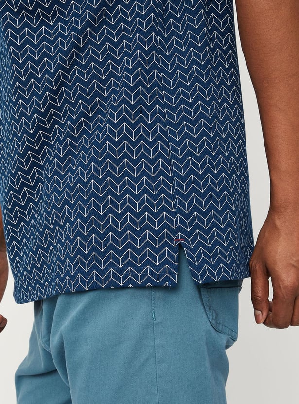 Men Printed Pocket Polo T-shirt
