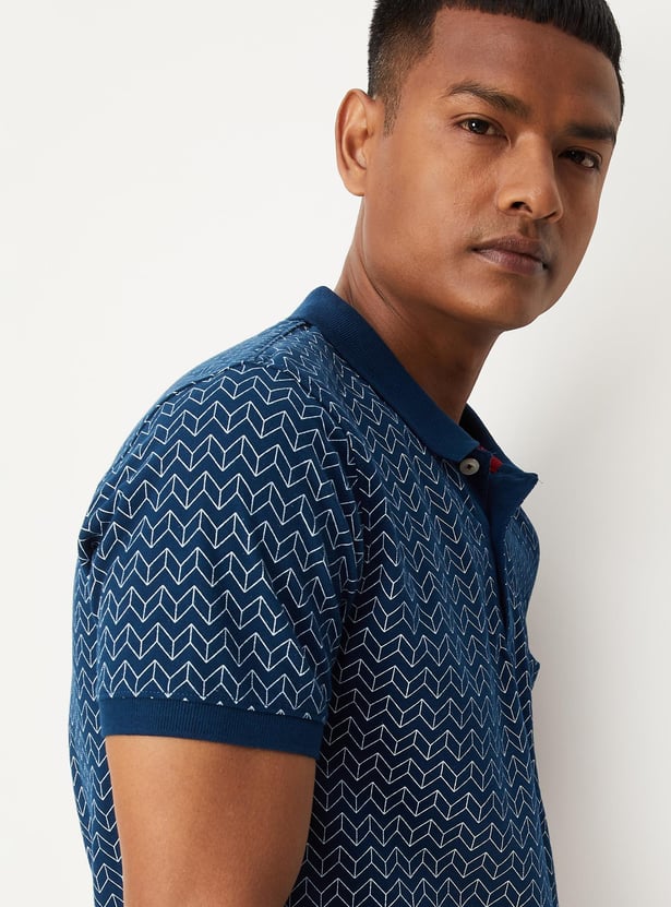 Men Printed Pocket Polo T-shirt