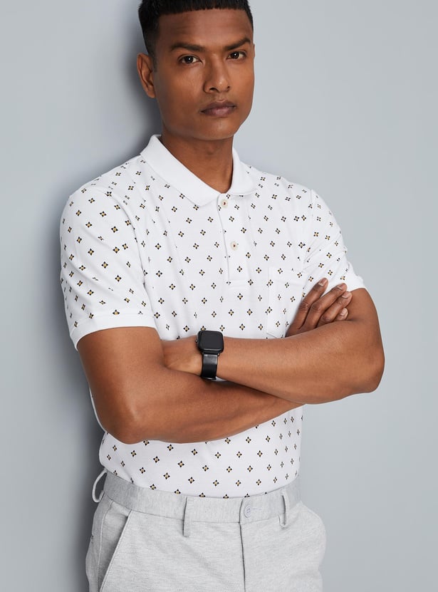 Men Printed Pocket Polo T-shirt