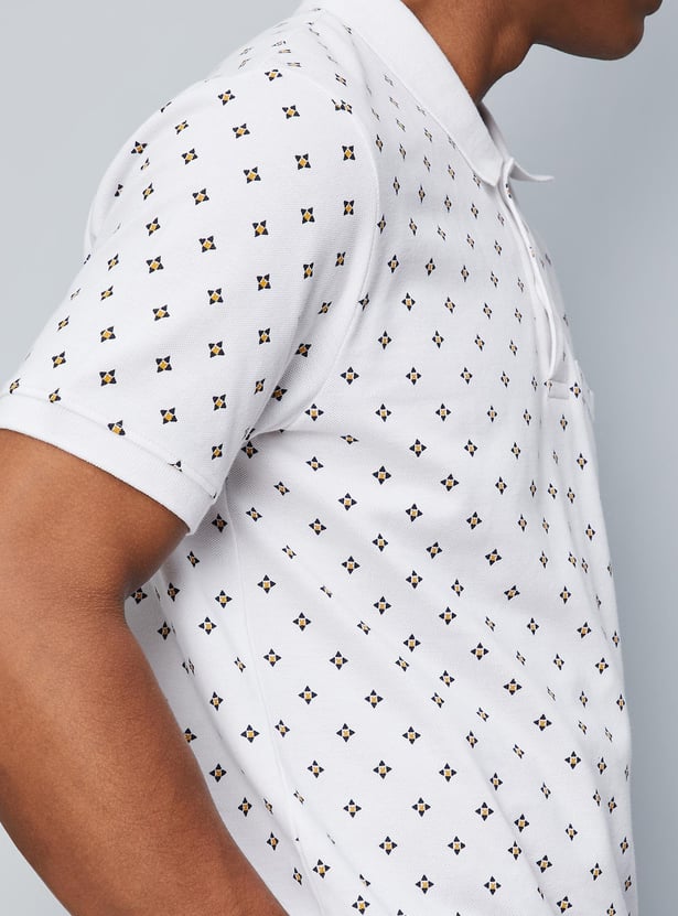 Men Printed Pocket Polo T-shirt