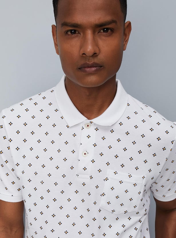 Men Printed Pocket Polo T-shirt