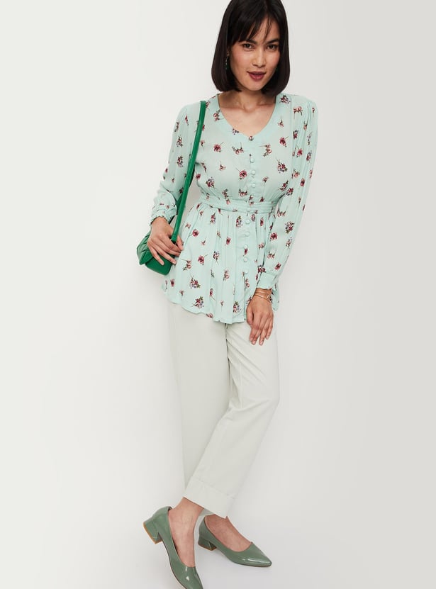 Women Floral Printed Elasticated Waist Top
