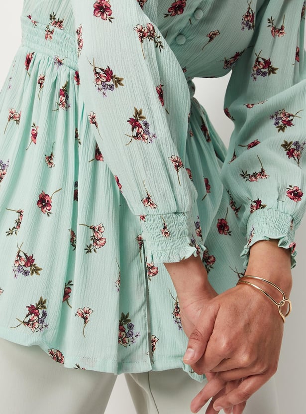 Women Floral Printed Elasticated Waist Top