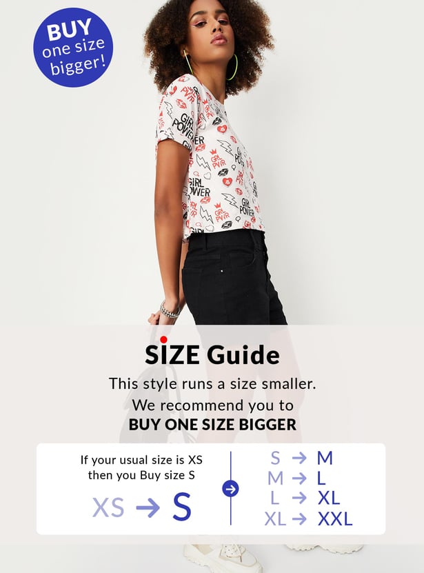 Women Typographic Printed Crop T-shirt