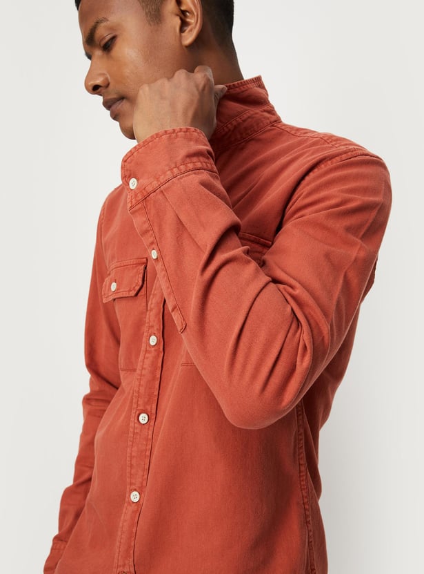 URB_N Men Garment Dyed Double Pocket Shirt