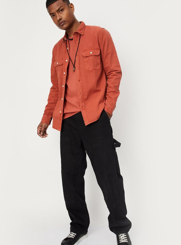 URB_N Men Garment Dyed Double Pocket Shirt