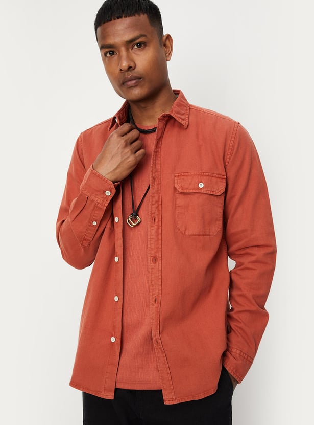 URB_N Men Garment Dyed Double Pocket Shirt