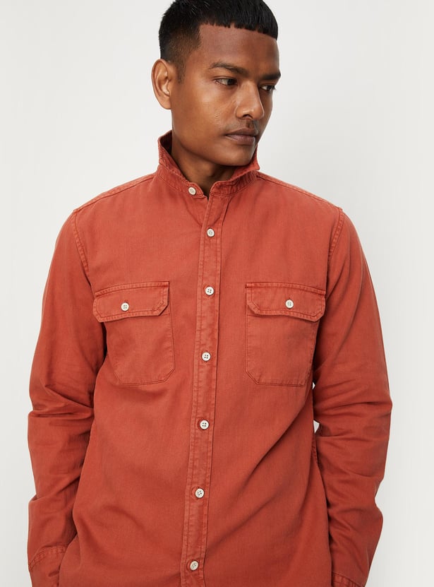 URB_N Men Garment Dyed Double Pocket Shirt